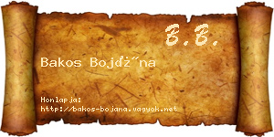 Bakos Bojána névjegykártya